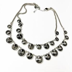 White House Black Market Gray Crystal 2-Strand Necklace